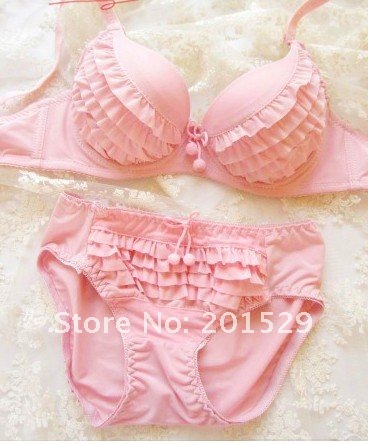 Free shipping, hot selling! Sweet Love Lolita Style cake bra sets,Ruffles Princess sleeve design