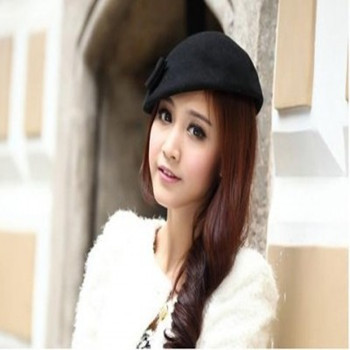 Free shipping-- Hot selling!! Vintage beret sidepiece bow small fedoras small round woolen hat