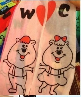 free shipping Hot-selling wc bear stockings socks ultra-thin ! transparent ! meat