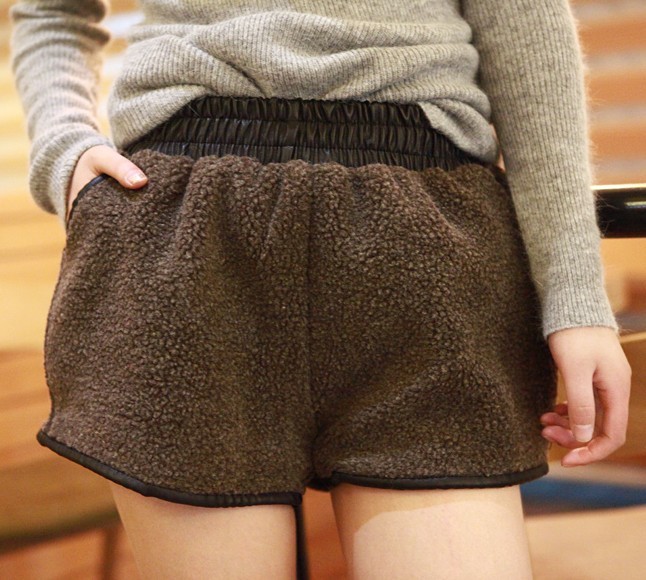 Free Shipping Hot Selling Winter New Arrival all-match berber fleece wool winter shorts(Coffee+Dark Gray+Average)121221#11