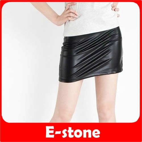 Free Shipping Hot Sexy Woman Joker Copy Skin Tight Render Short Mini Imitation Leather Skirt