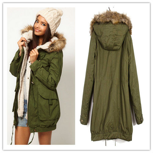 FREE SHIPPING!!HOT!Women Thicken Fleece Warm Winter Coat Zip Hooded Parka Overcoat Long Jacket  S M L WF-0194
