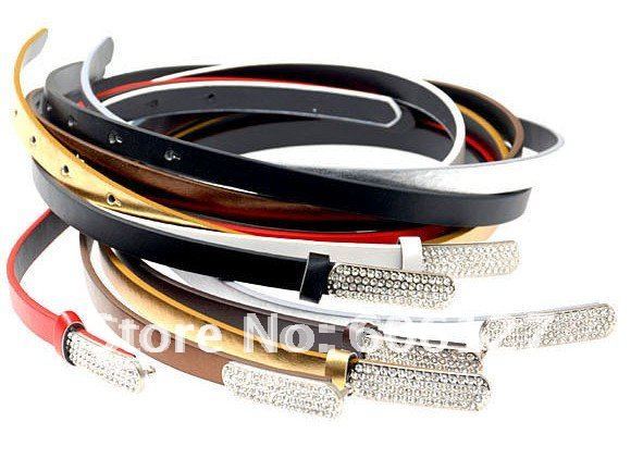 Free Shipping Hotsale Fashion Elegant Leather Belt Rhinestone Buckle Belt Lady's Accessory 10pcs/lot