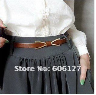 Free Shipping Hotsale Fashion Elegant Leather Thin Waist Belt Gold Bow Belt Lady's Accessory 10pcs/lot