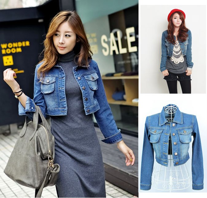 Free Shipping Hotsale! Korea Fashion Collar Denim Short Jackets, Leisure Outers for Women, women jacket, Tops, AD9408JJ