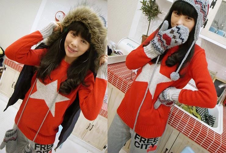 Free Shipping Hotsale! Wholesale/Retail Fashion Big Star Pattern Pullover Women Sweaters, MOQ: 1Pc MY920MY