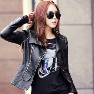 free shipping hotsale women PU leather coat leather jacket women jacket patchwork leather jacket