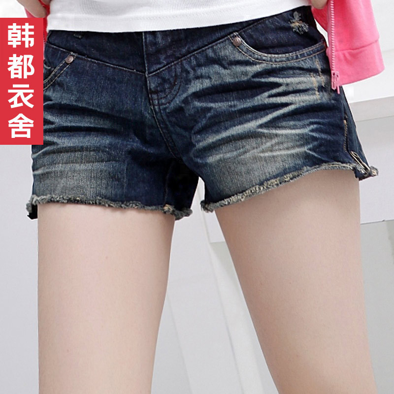 Free shipping HSTYLE 12 summer retro finishing wearing white mid waist denim shorts female oh1010 0421