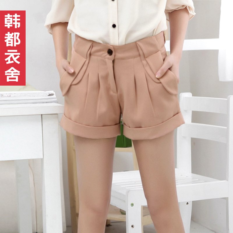 Free shipping HSTYLE 2012 summer solid color roll up hem vintage female short shorts ig1234