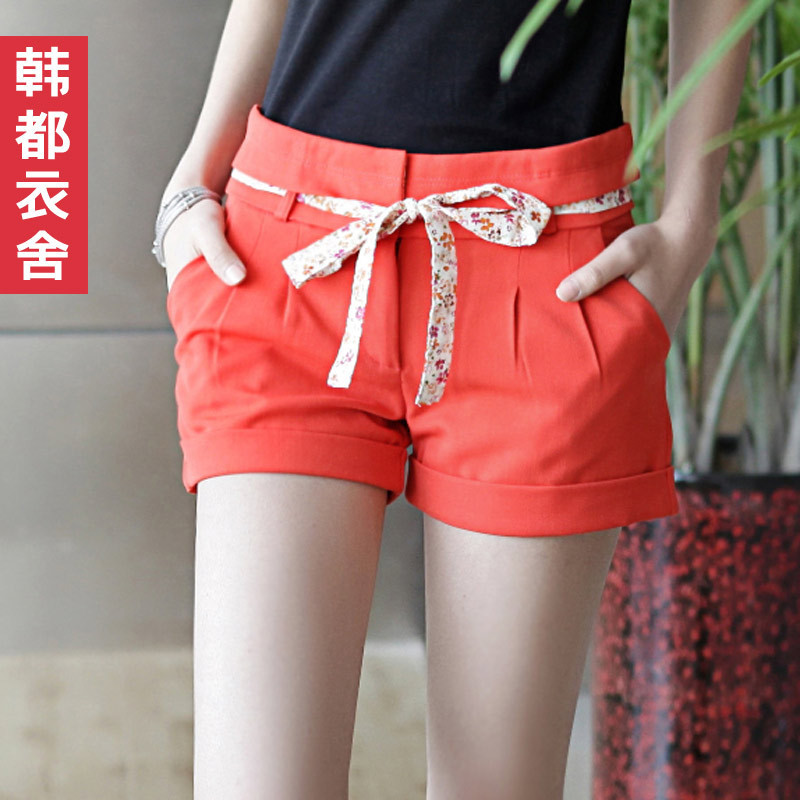 Free shipping HSTYLE 2012 summer women's solid color roll-up hem shorts lz2073 0419
