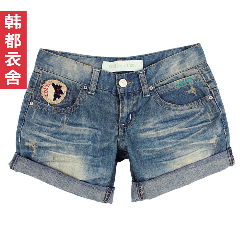 Free shipping HSTYLE 2012 summer women's straight mid waist denim shorts du0512 chokecherry