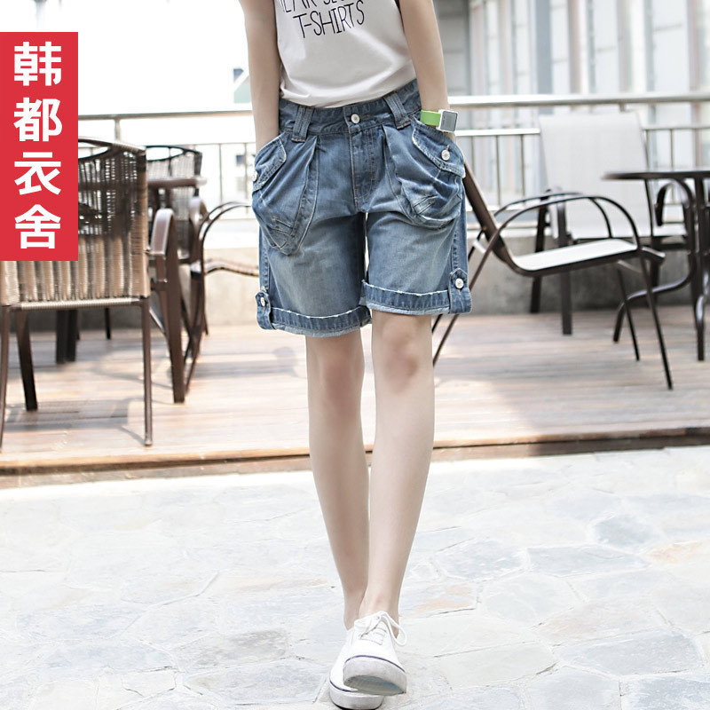 Free shipping HSTYLE 2012 women's retro finishing denim shorts nn2185l01