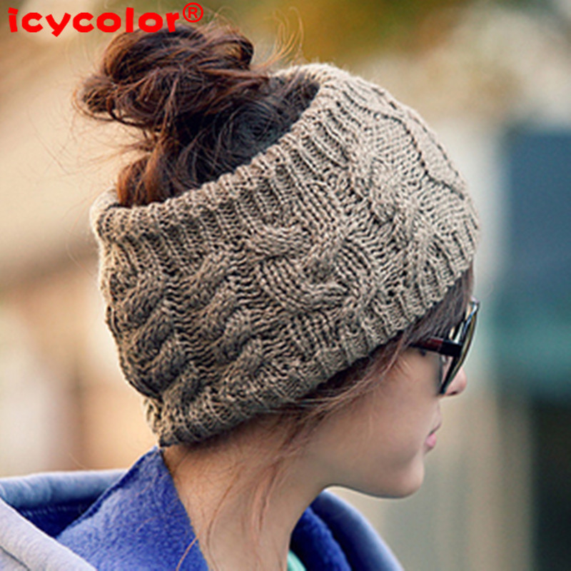 free shipping, Icycolor hat, female autumn and winter crownless twisted knitted hat, women's winter fashion knitted hat,