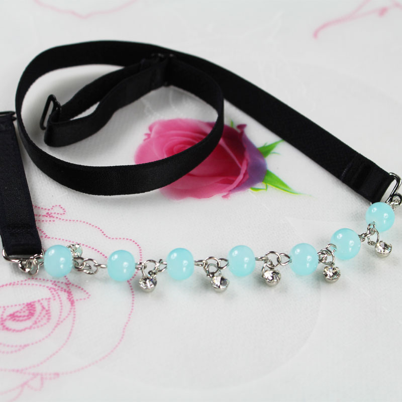 Free shipping Imitation jade beads rhinestone advanced one shoulder strap beautiful beads bra underwear belt