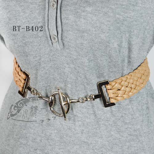 Free shipping imported high-quality ladies' belt Women Interlocking Buckle Woven Leather Stretch Elastic Belt tBT-B402t
