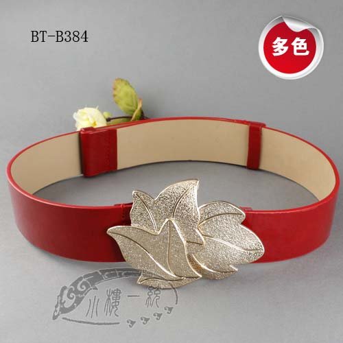 Free shipping imported high-quality  Women Gold Leaves Buckle Genuine Patent Leather Belt  aBT-B384a