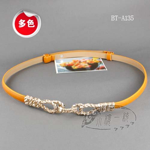 Free shipping imported high-quality Women Gold Toned Screw Hardware Genuine Leather Skinny fashion ladies Belts BT-A135-2