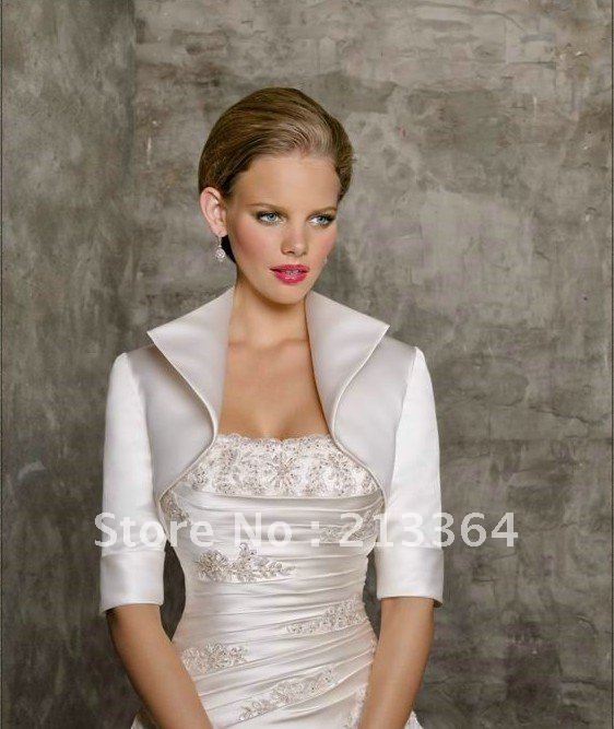 Free Shipping in Stock Half Sleeves Satin Contracted temperament Wedding Bolero Jacket Any color size wholesale/retail