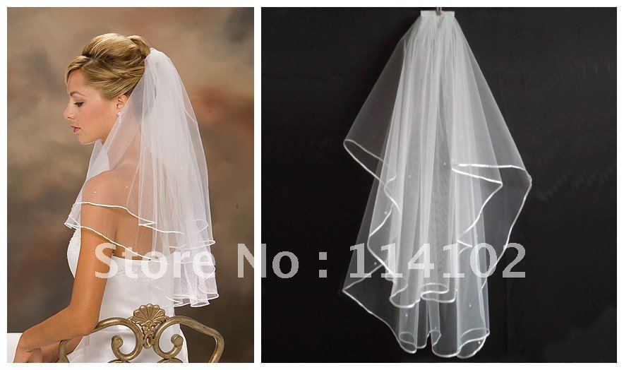 Free Shipping In Stock New Style Hot Sale 2012 Two Layers with Comb White Wedding Accessories Bridal Veils CD9101