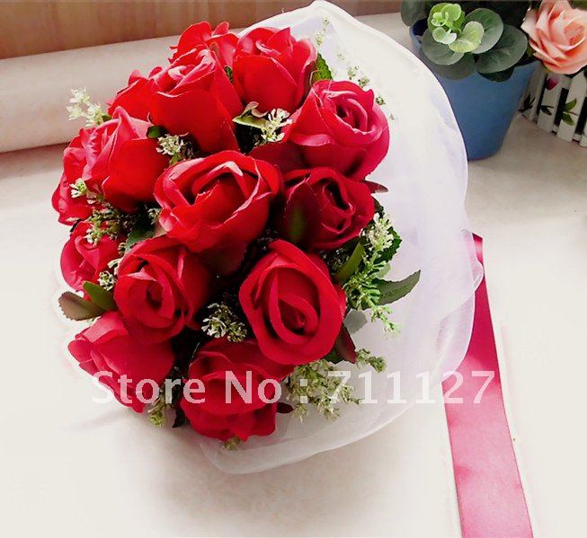 Free Shipping in Stock/wedding bouquet/wedding flowers/bridal bouquet/20 red roses hand flower