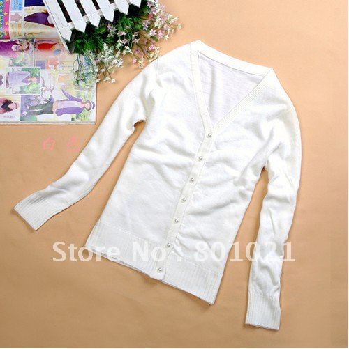 Free Shipping In Stock White Cashmere Sweater Cardigan