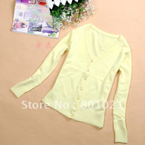 Free Shipping In Stock Yellow Ladie's Sweater Cardigan