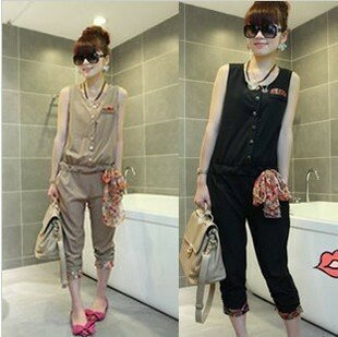 Free shipping,In the summer of 2012 new Broken flowers side 7 minutes of pants Jumpsuit/Rompers,Wholesale&Retail 8214