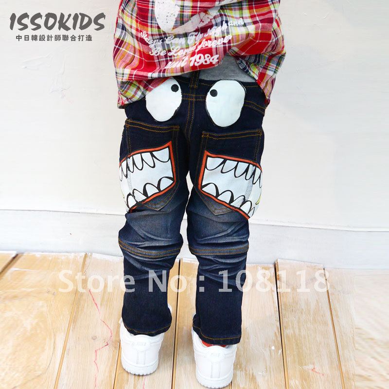 Free shipping ISSO KIDS super cool hiphop big teeth jeans,wholesale 4 pcs/lot high quality kids monster cool jeans 1218 - 4