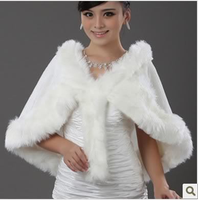 Free Shipping Ivory Faux Fur Wrap Coat Bridal Shawl/ Wedding Accessories/Bride shawl