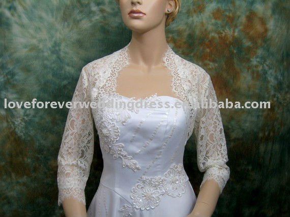 FREE SHIPPING Ivory Lace Long Sleeves Wedding Bolero Custom Made