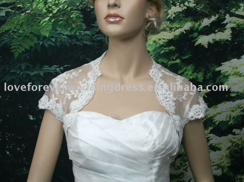 FREE SHIPPING Ivory Lave Short Wedding Dress Bolero Custom Made