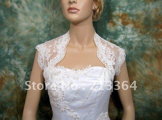 Free Shipping Ivory Sleeveless Lace Wedding Jacket  Any color size wholesale/retail