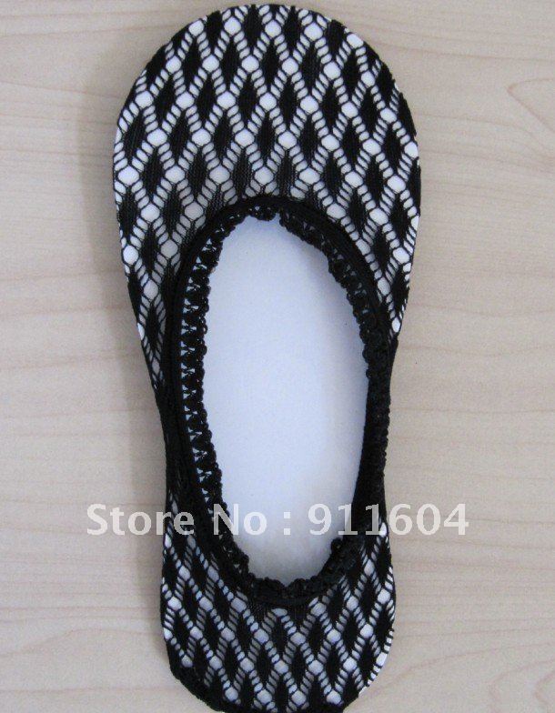 Free shipping jacquard fishnet boat sock