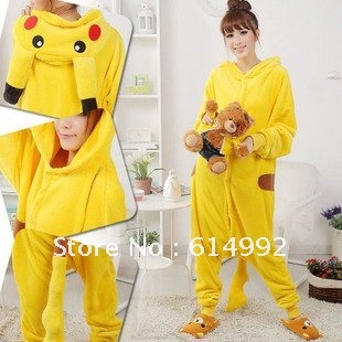 Free Shipping Japan Anime Pokemon Pikachu Costume Animal Cosplay Kigurumi Pajamas  The best Christmas gift  S M L XL