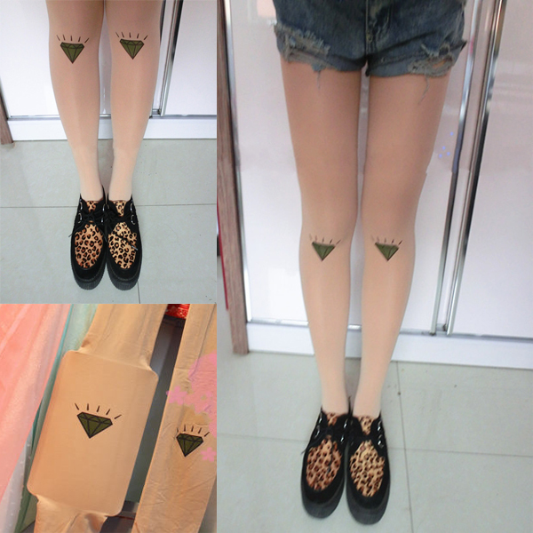 Free Shipping Japan Tattoo Fashion Diamond Tattoo Stockings Sunscreen Sexy Pantyhose