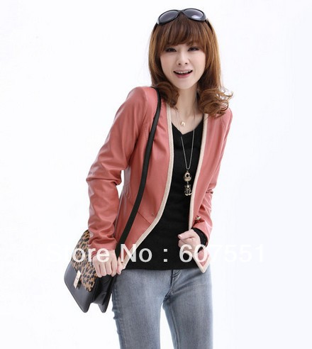 Free shipping! Japanese and Korean fashion jacket women short paragraph Slim large size leather jacket p10
