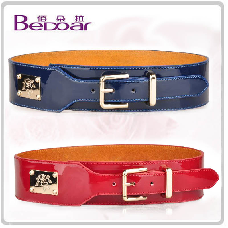 Free Shipping Japanned leather pin buckle cowhide all-match wide belt women's genuine leather strap women's wide cummerbund