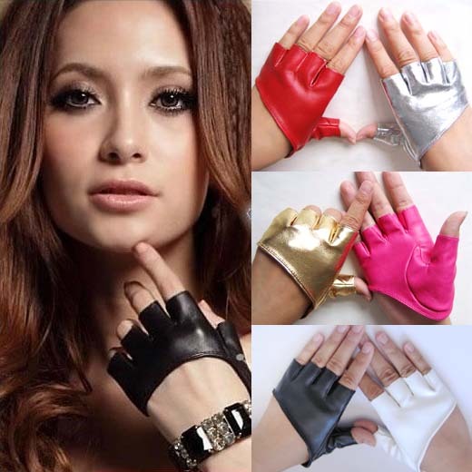free shipping Jazz dance ds gloves female sexy semi-finger leather gloves
