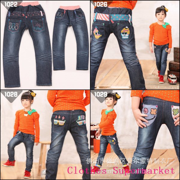 Free Shipping Jeans Children  Girl's Jeans for Girl Baby pants Trousers 5pcs/lot High Quality 100-140cm