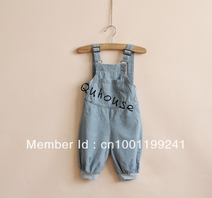 Free shipping jeans overalls two colors children's jeans  for 2-10 years