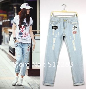 Free shipping jeans shorts women Blue badge may be crimping loose jeans shorts