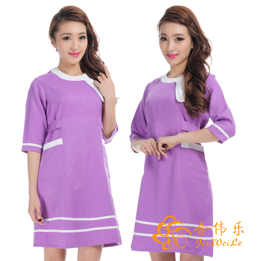 Free shipping !JinWeiLe beautician overalls new beauty salon dress uniform