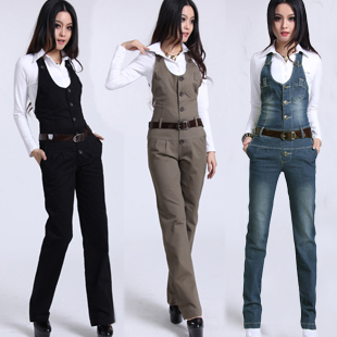 Free Shipping Jumpsuit For Women Spring Pants Overalls High Quality Trousers Romper Casual Straight Plus Size Jeans Suspenders
