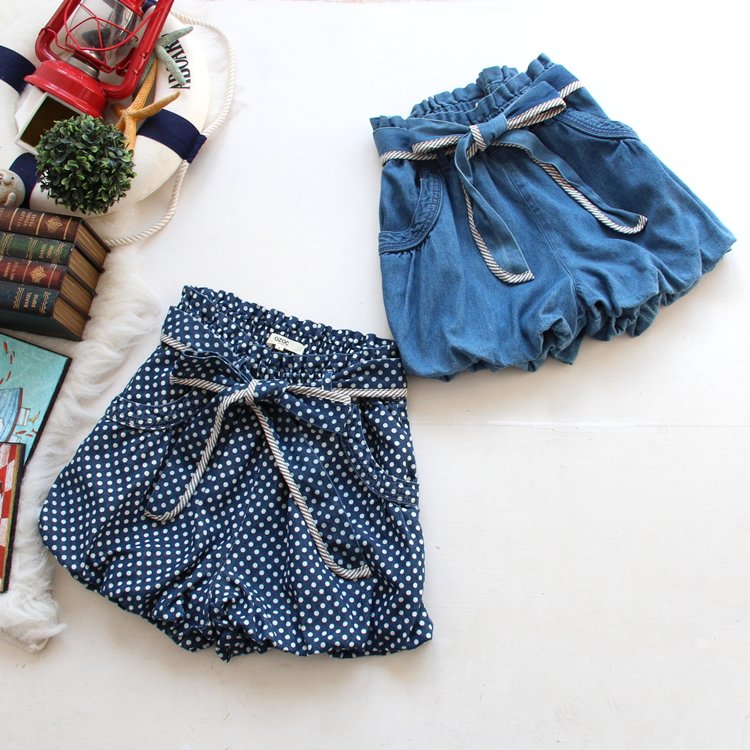 Free shipping! K3-4 summer 2012 dot belt women's denim shorts bloomers pumpkin pants