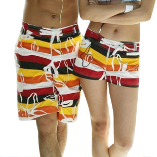 Free Shipping K33 summer lovers swimwear lovers beach pants shorts white flower single-shorts orange shorts