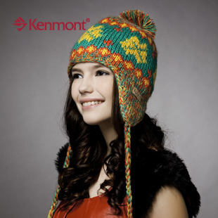 Free Shipping Kenmont hats handmade yarn ear protector cap new arrival hat three-color km-1131