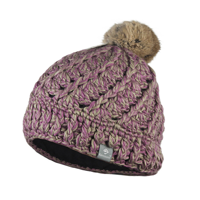 Free Shipping Kenmont hats rabbit fur ball handmade cap knitted hat winter hat km-1122