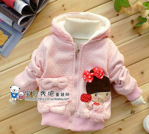 free shipping kid coat fit 2-8yrs winter thicken jacket  hood 100% cotton clothing hot cute mirror girl outwear 1lot=4pcs