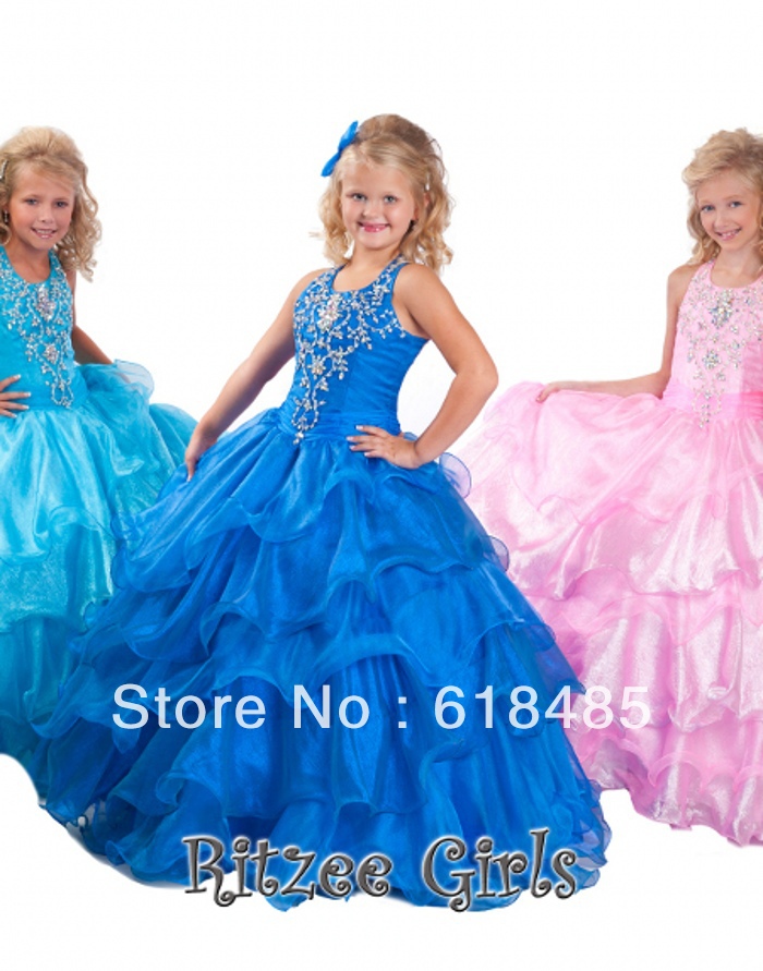 Free shipping Kids 2013 flower girl dress girls pageant dresses prom dresses for All years old any color/size Sky720