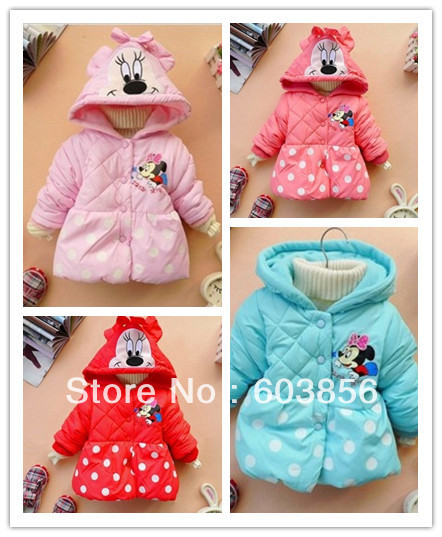 Free shipping kids clothes winter warm jackets Minnie mouse coats for girls 4pcs/lot children's clothing